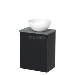 Bestsellers -Badkamer Verkoop toiletmeubel met waskom mineraalmarmer modulo mat zwart greeploos 41 cm middengrijs blad tmk10 00265 1