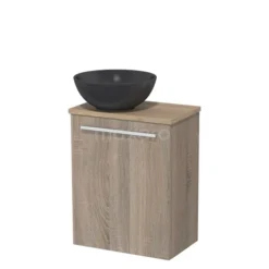 Toiletmeubel Met Waskom Quartz Modulo Eiken Vlak 41 Cm Lichtbruin Eiken Blad
