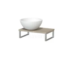 Toiletmeubel Met Waskom Solid Surface Mat Modulo Lichtgrijs Eiken 41 Cm Wandbeugels RVS