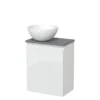 Toiletmeubel Met Waskom Solid Surface Modulo Hoogglans Wit Greeploos 41 Cm Middengrijs Blad