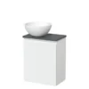 Toiletmeubel Met Waskom Solid Surface Modulo Mat Wit Greeploos 41 Cm Donkergrijs Blad