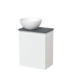 Toiletmeubel Met Waskom Solid Surface Modulo Mat Wit Greeploos 41 Cm Donkergrijs Blad