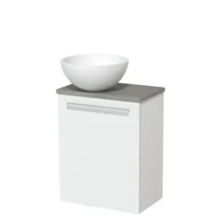 Toiletmeubel Met Waskom Solid Surface Modulo Mat Wit Vlak 41 Cm Grijs Eiken Blad