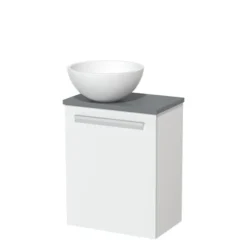 Toiletmeubel Met Waskom Solid Surface Modulo Mat Wit Vlak 41 Cm Middengrijs Blad