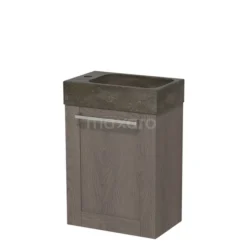 Toiletmeubel Met Wastafel Natuursteen Modulo Donkerbruin Eiken 40 Cm