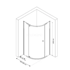 Topaz Douchecabine | 90x90 Cm Chroom Draaideur Kwartrond -Badkamer Verkoop topaz douchecabine 90x90 cm chroom draaideur kwartrond r6303 0900 6