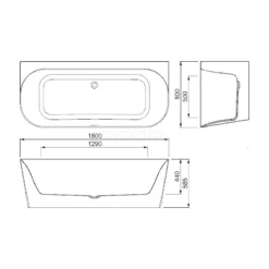 Velino Halfvrijstaand Bad | 180x80cm Acryl Mat Wit -Badkamer Verkoop velino halfvrijstaand bad 180x80cm acryl mat wit vsa72m 7