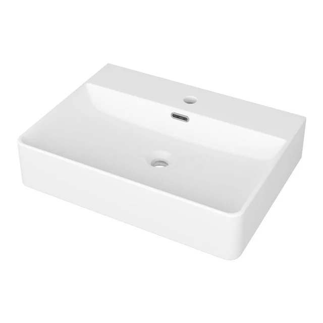 Vrijhangende Wastafel Clasico 59,5 Cm Keramiek Mat Wit 1 Kraangat 1 Vrijhangende Wastafel Clasico 59,5 Cm Keramiek Mat Wit 1 Kraangat
