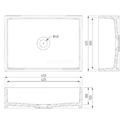 Waskom Mintra Mineraalmarmer Glanzend 45x32,5cm Rechthoek -Badkamer Verkoop waskom mintra mineraalmarmer glanzend 45x325cm rechthoek m120 0150 2